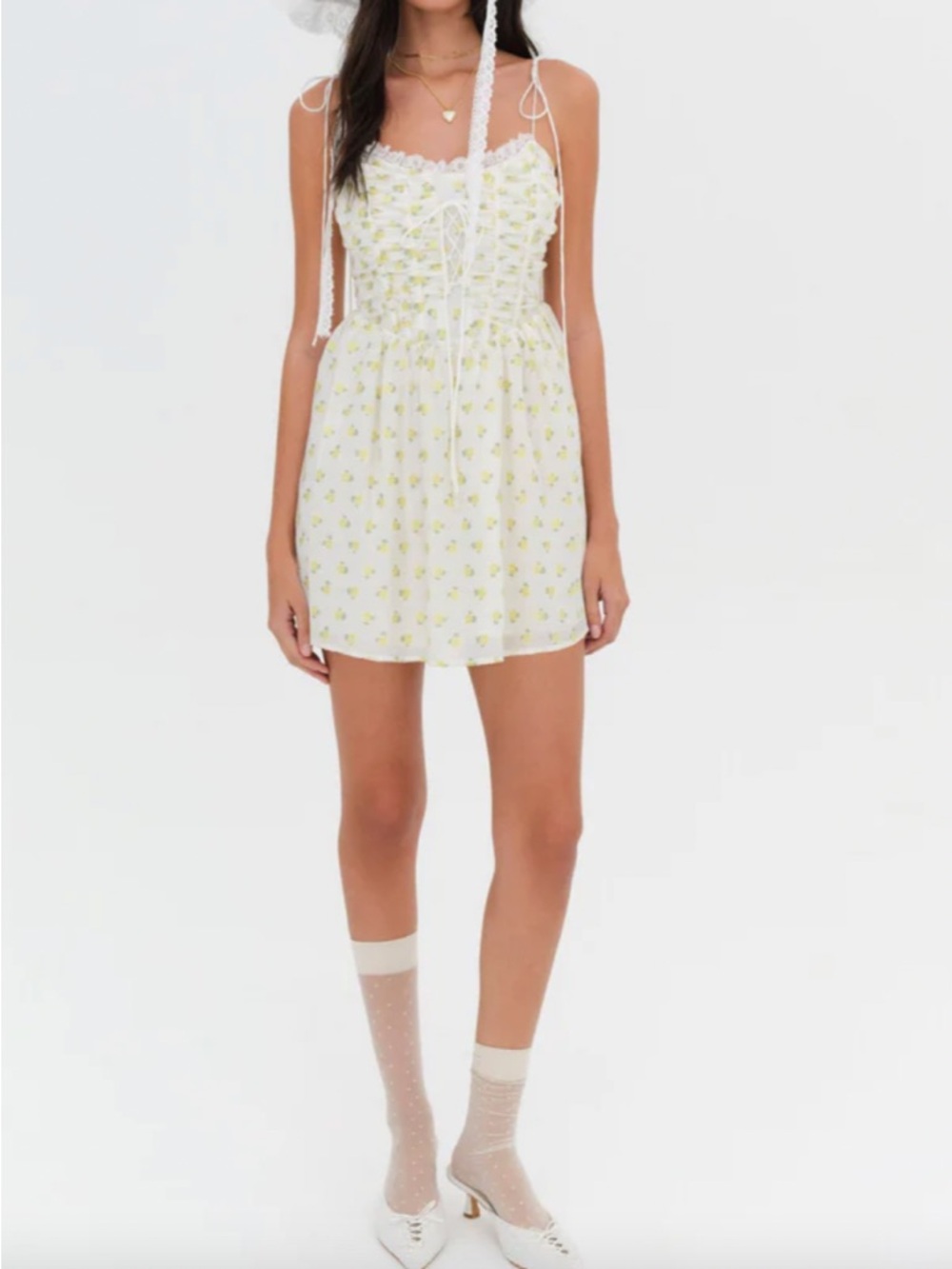 For love and Lemons Keila Floral Ruffle Lace Corset Mini Dress